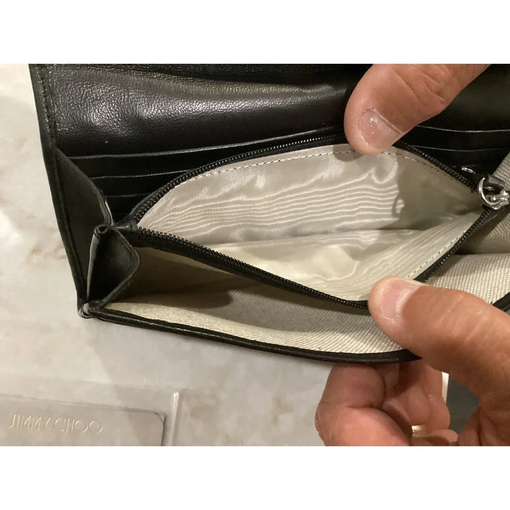 Jimmy Choo NINO Black Leather‎ Star Studded Wallet Clutch - Picture 9 of 16